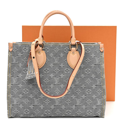 Monogram Denim Onthego MM Washed Gray