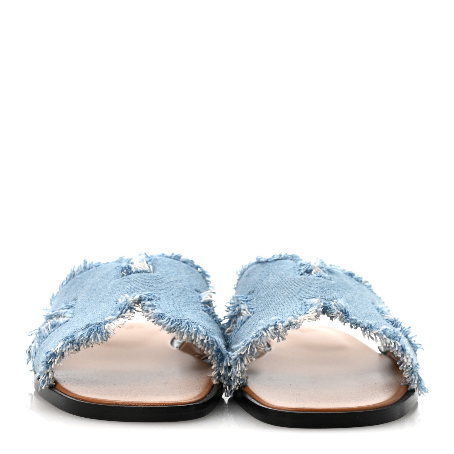 Denim Oran Fringe Sandals 40 Bleu Clair