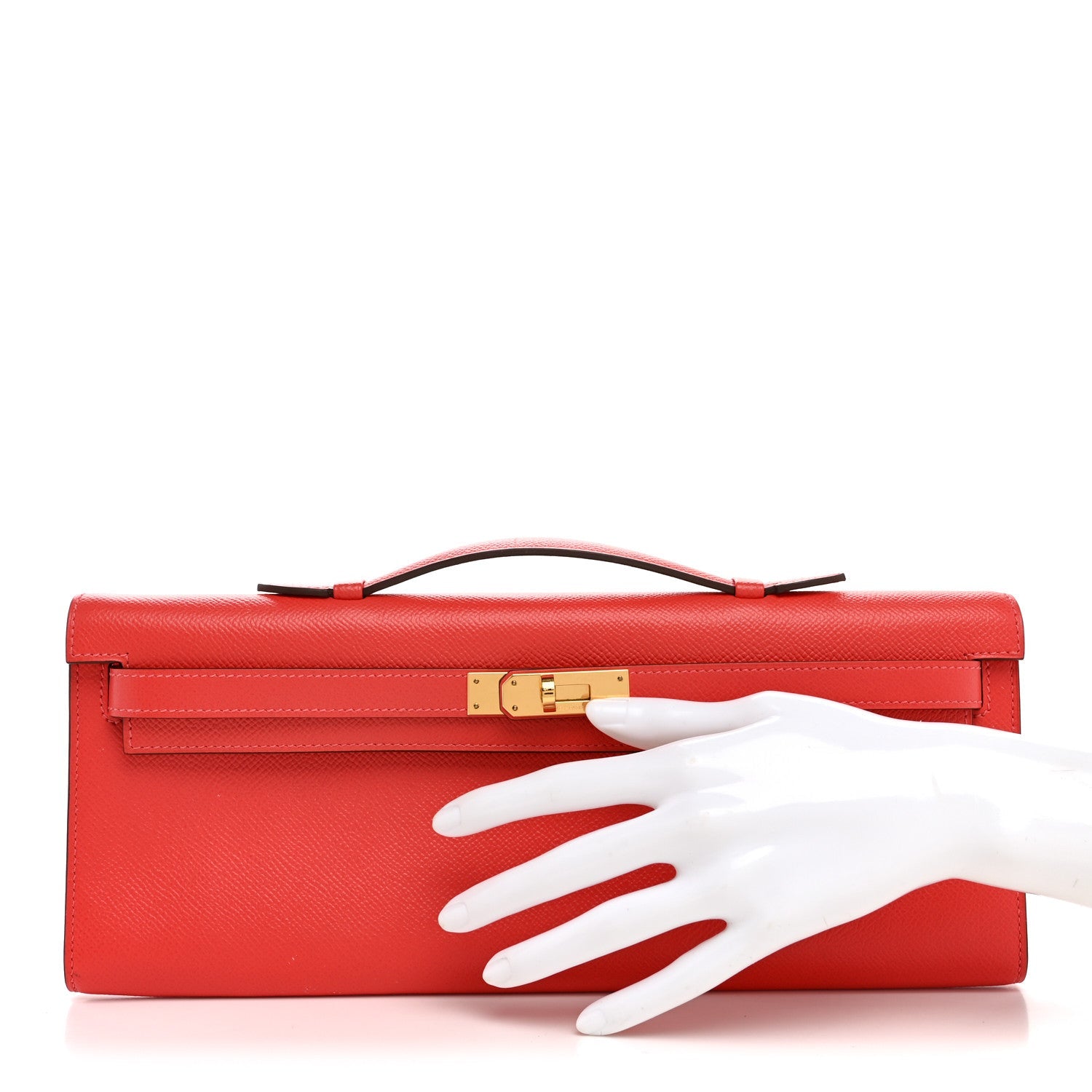 Epsom Kelly Cut Clutch Pochette Rose Jaipur