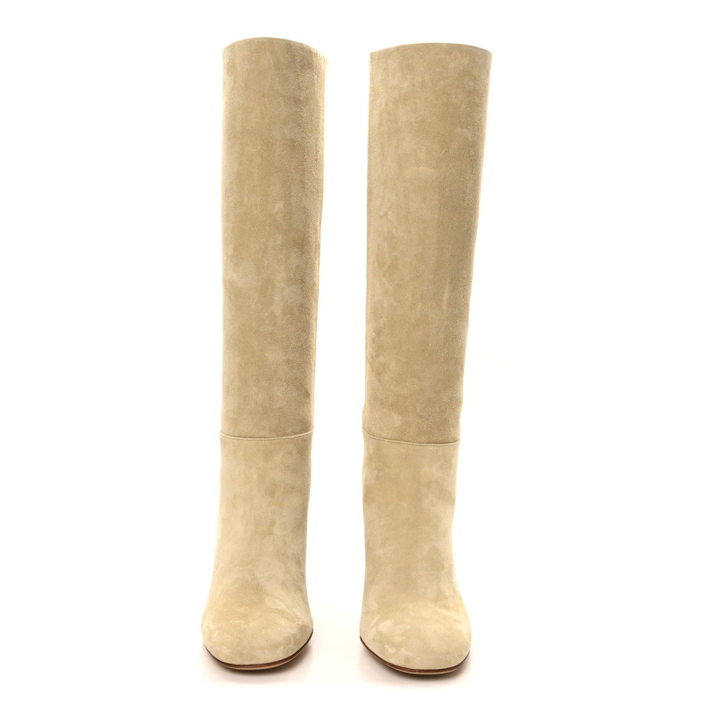 Suede Calfskin Lisiere 90 Boots 38 Beige Lin
