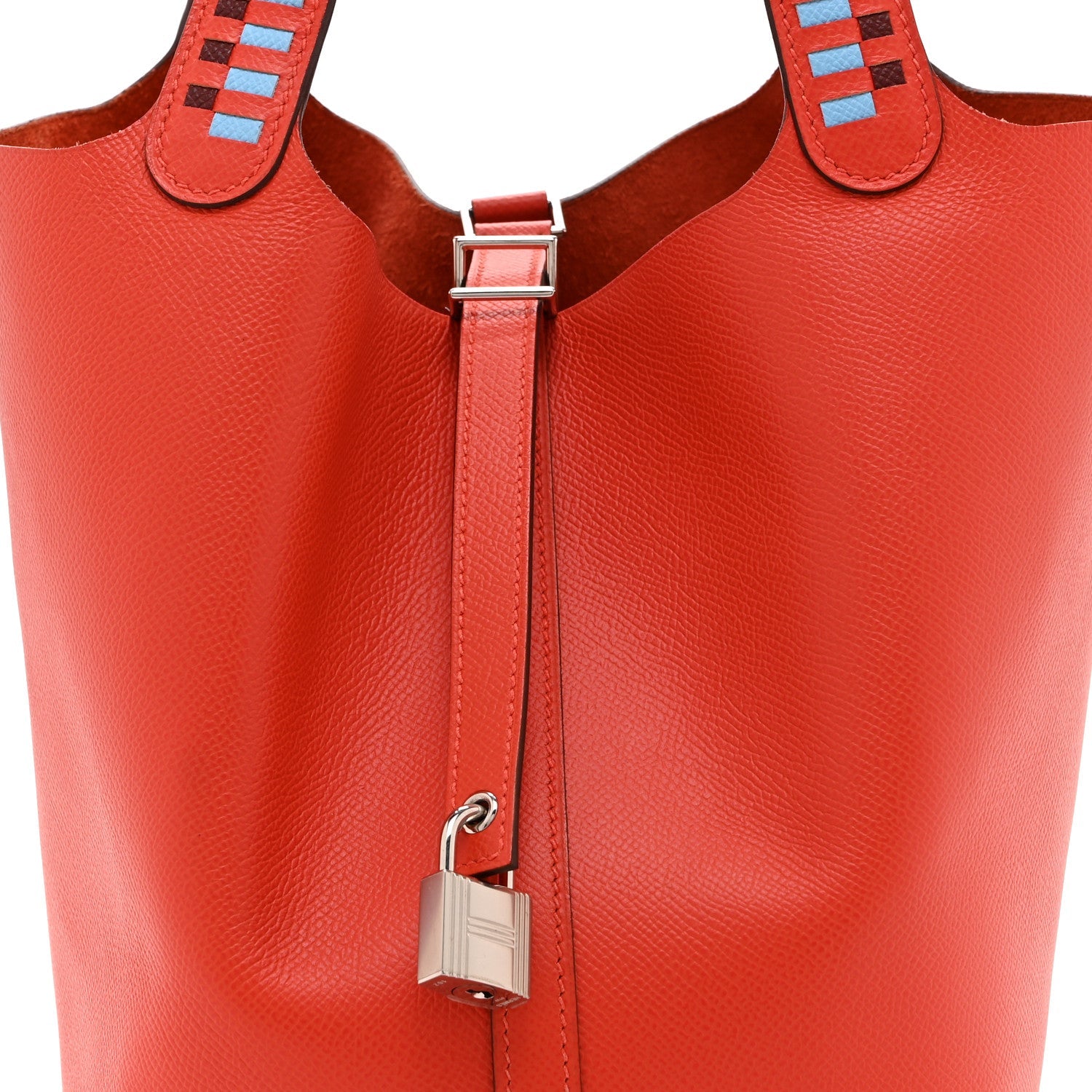 Epsom Tressage De Cuir Picotin Lock 22 MM Rouge Coeur Bleu du Nord Rouge H