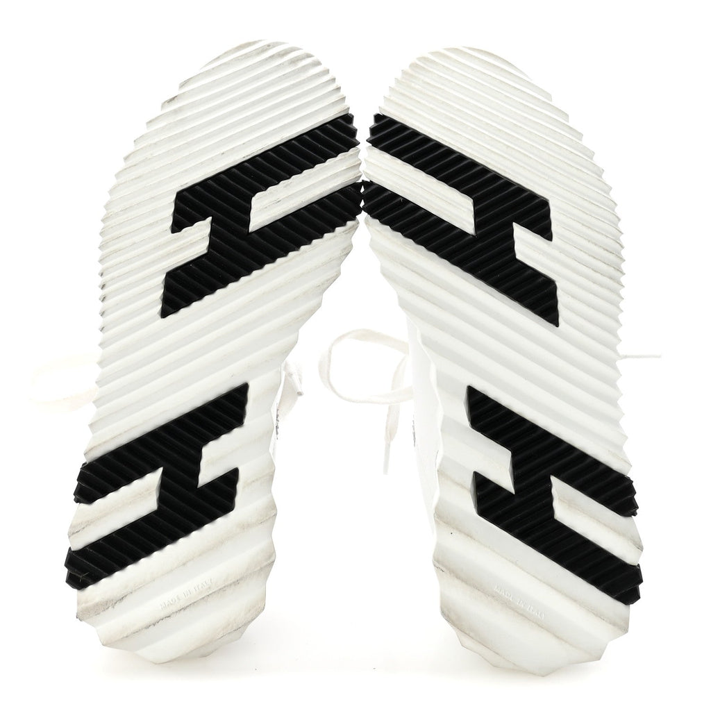 Calfskin Suede Goatskin Bouncing Sneakers 35.5 White Black
