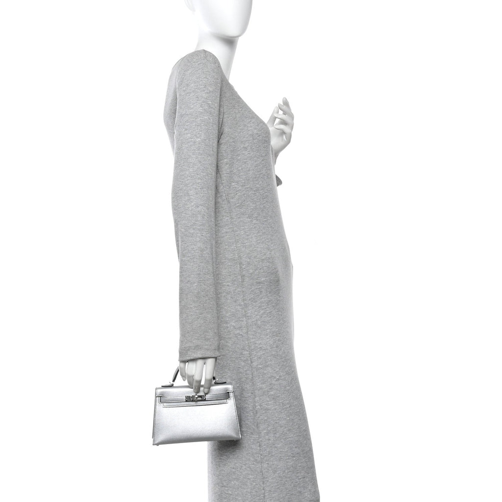 Metallic Chevre Chamkilight Mini Kelly Sellier 20 Argent