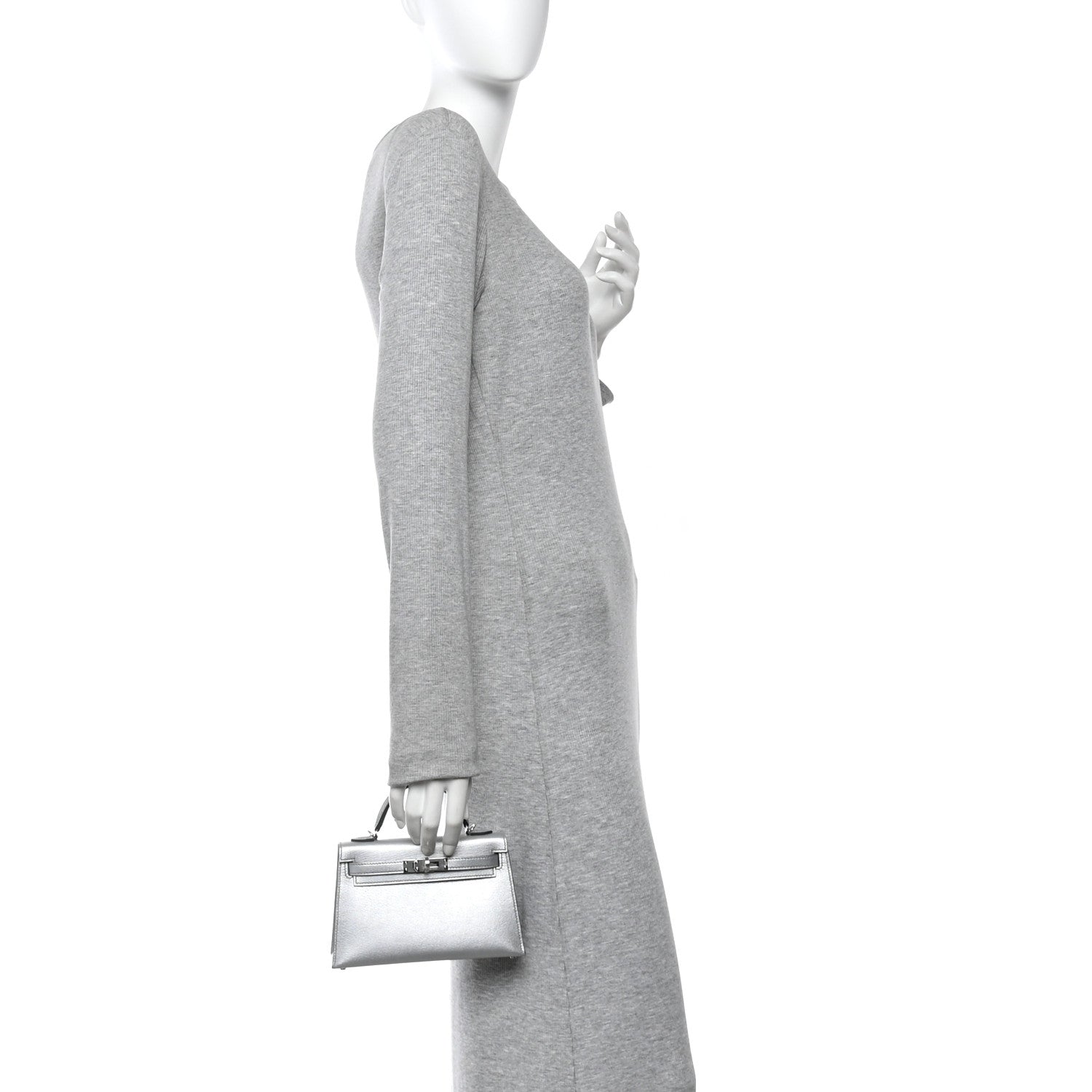 Metallic Chevre Chamkilight Mini Kelly Sellier 20 Argent