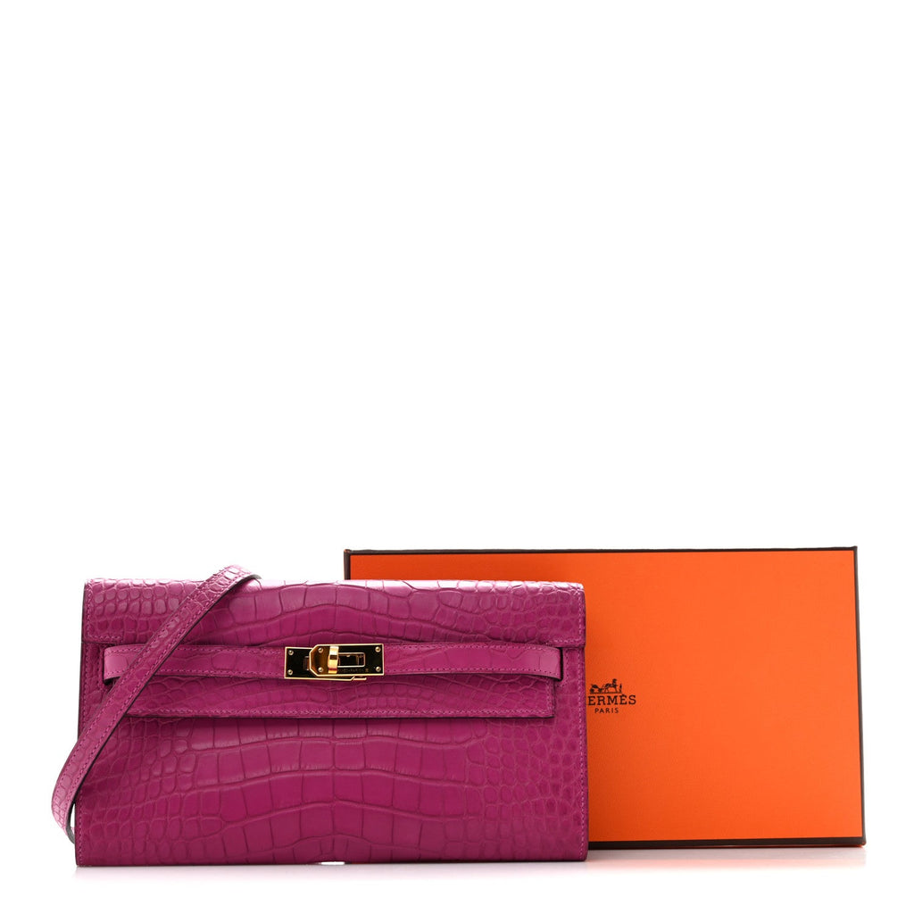 Matte Alligator Kelly Wallet To Go Rose Scheherazade