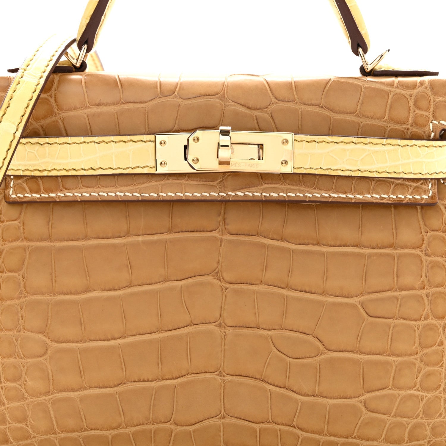 Matte Alligator Horseshoe Mini Kelly Sellier 20 Kraft Vanille