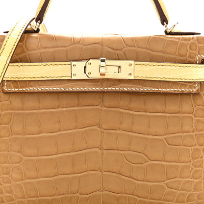 Matte Alligator Horseshoe Mini Kelly Sellier 20 Kraft Vanille