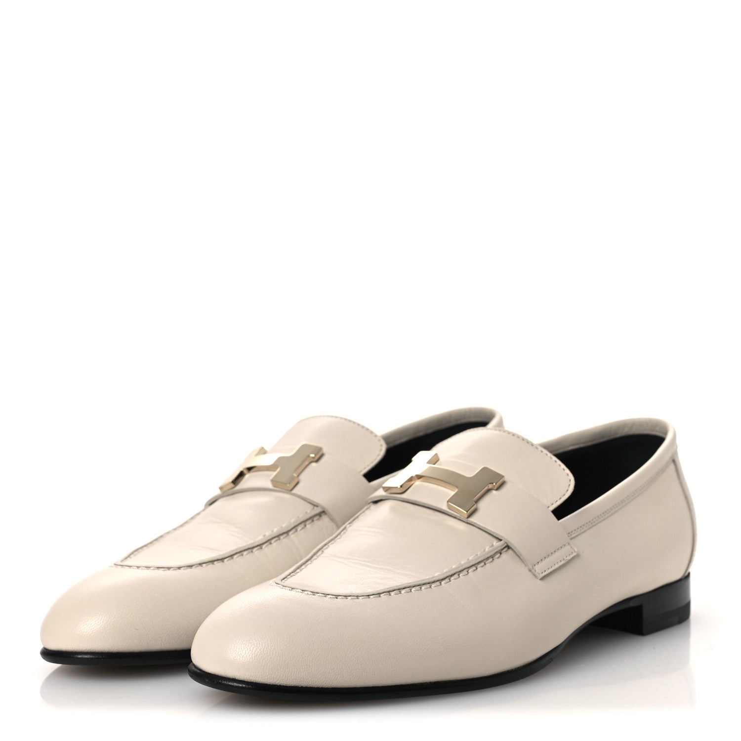 Goatskin Womens Paris Loafers 37.5 Beige Glaise