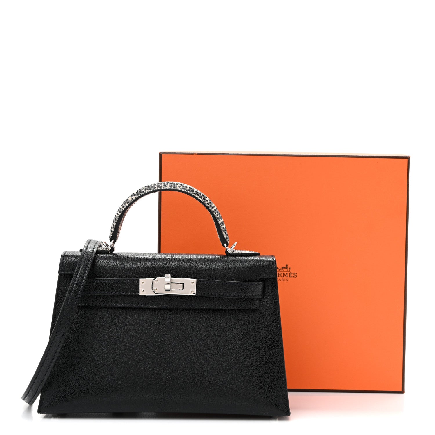 Chevre Chamkila Lizard Mini Kelly Sellier Touch 20 Black Ombre