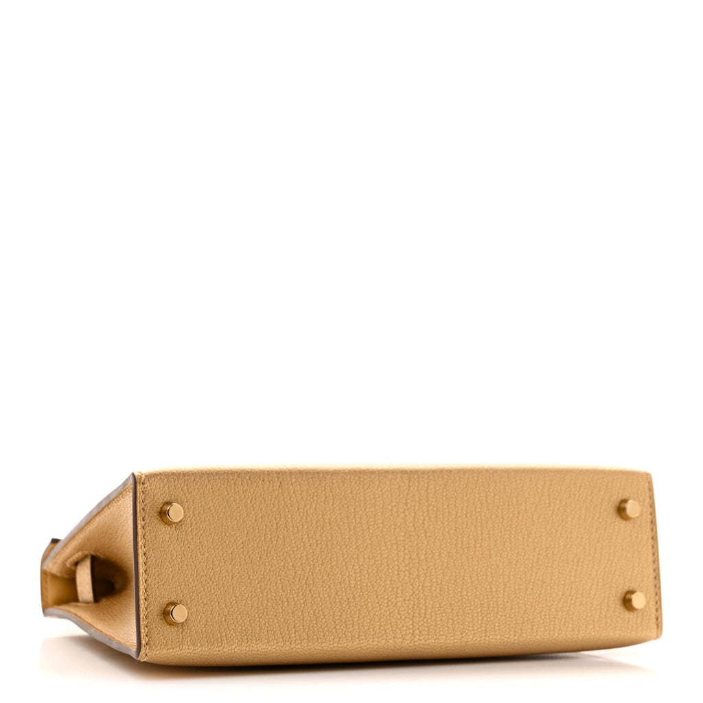 Metallic Chevre Chamkilight Mini Kelly Sellier 20 Dore