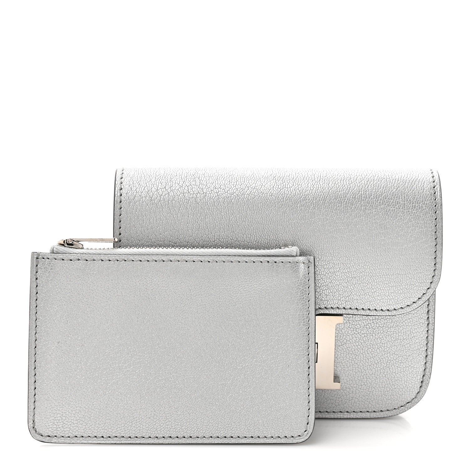 Metallic Chevre Chamkilight Constance Slim Wallet Argent