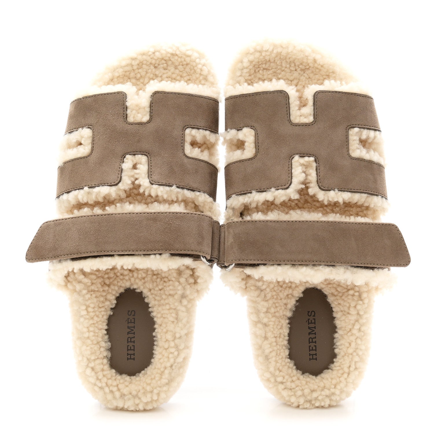 Suede Goatskin Woolskin Womens Chypre Sandals 38.5 Etoupe