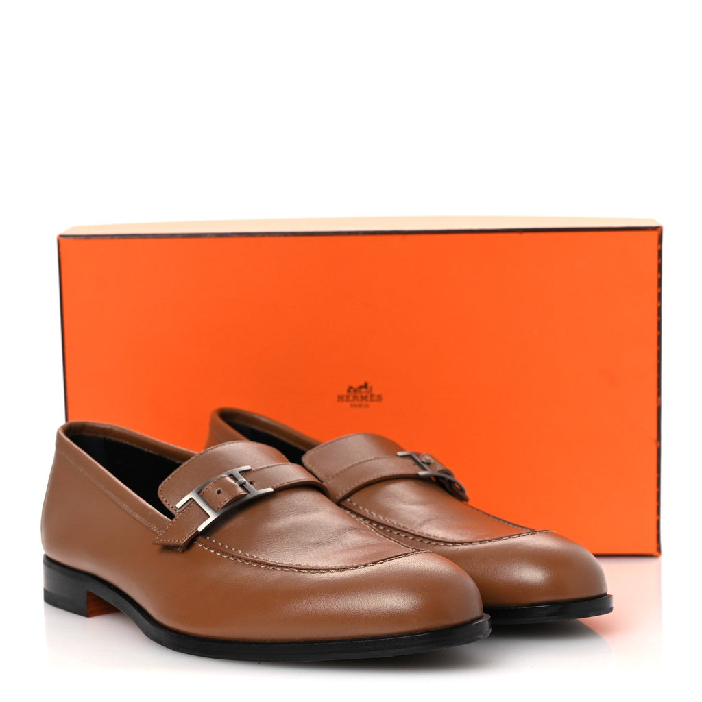 Calfskin Mens Monterey Loafers 41.5 Marron Teck