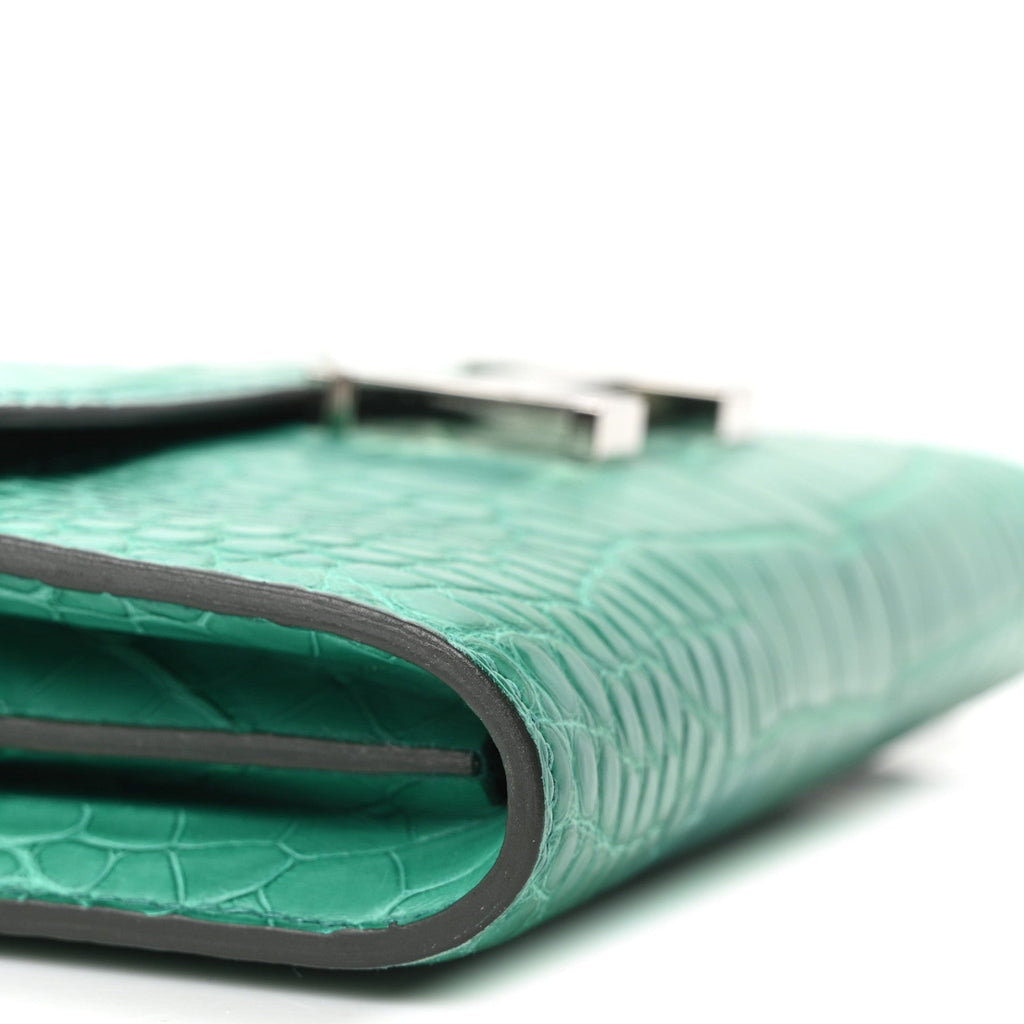 Matte Alligator Constance Long Wallet To Go Vert Jade