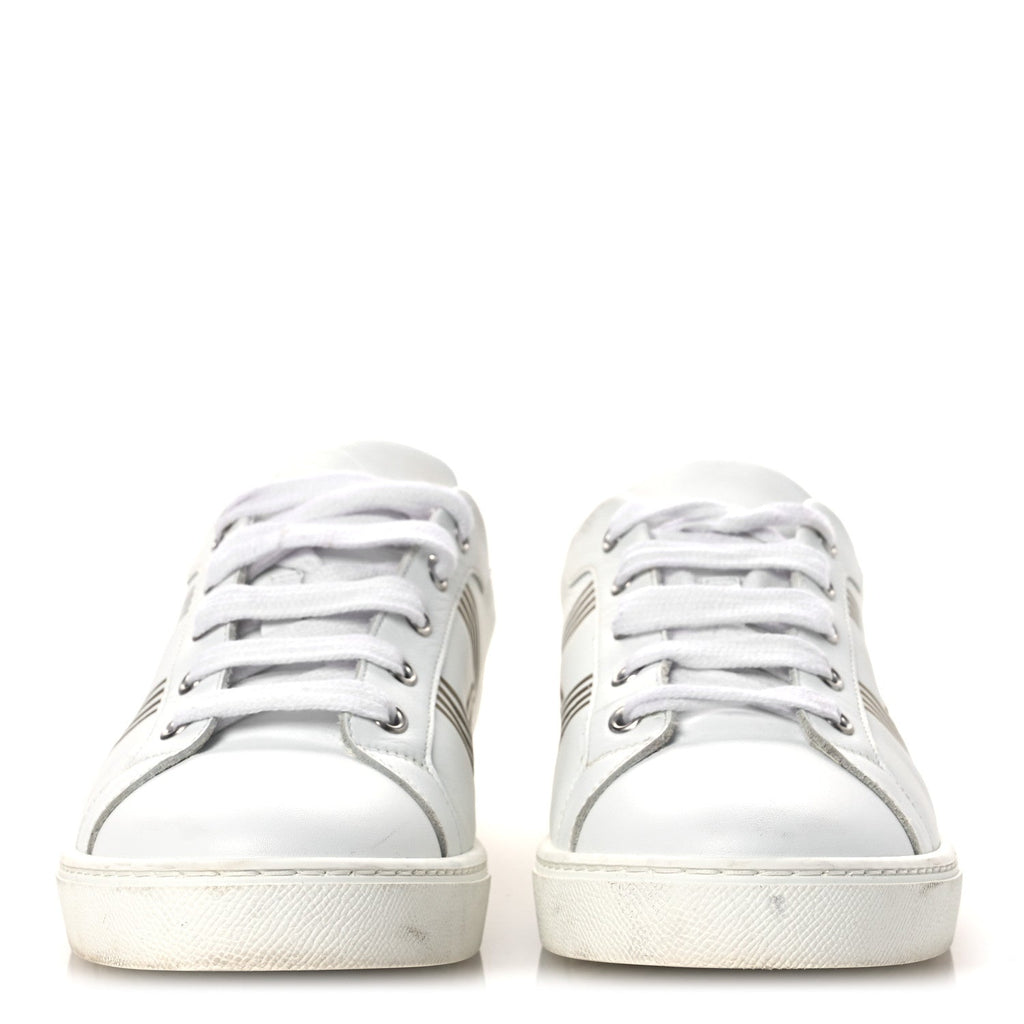 Metallic Calfskin Womens Advantage Sneakers 39.5 White Dore