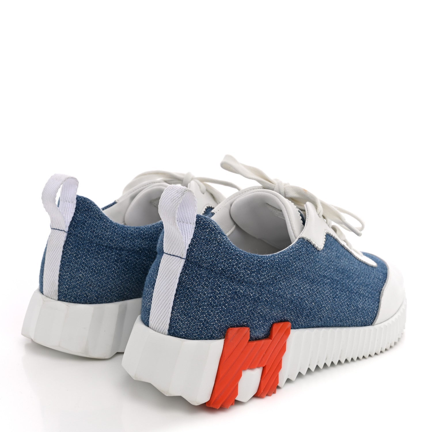 Denim Suede Goatskin Bouncing Sneakers 37.5 Bleu Clair White