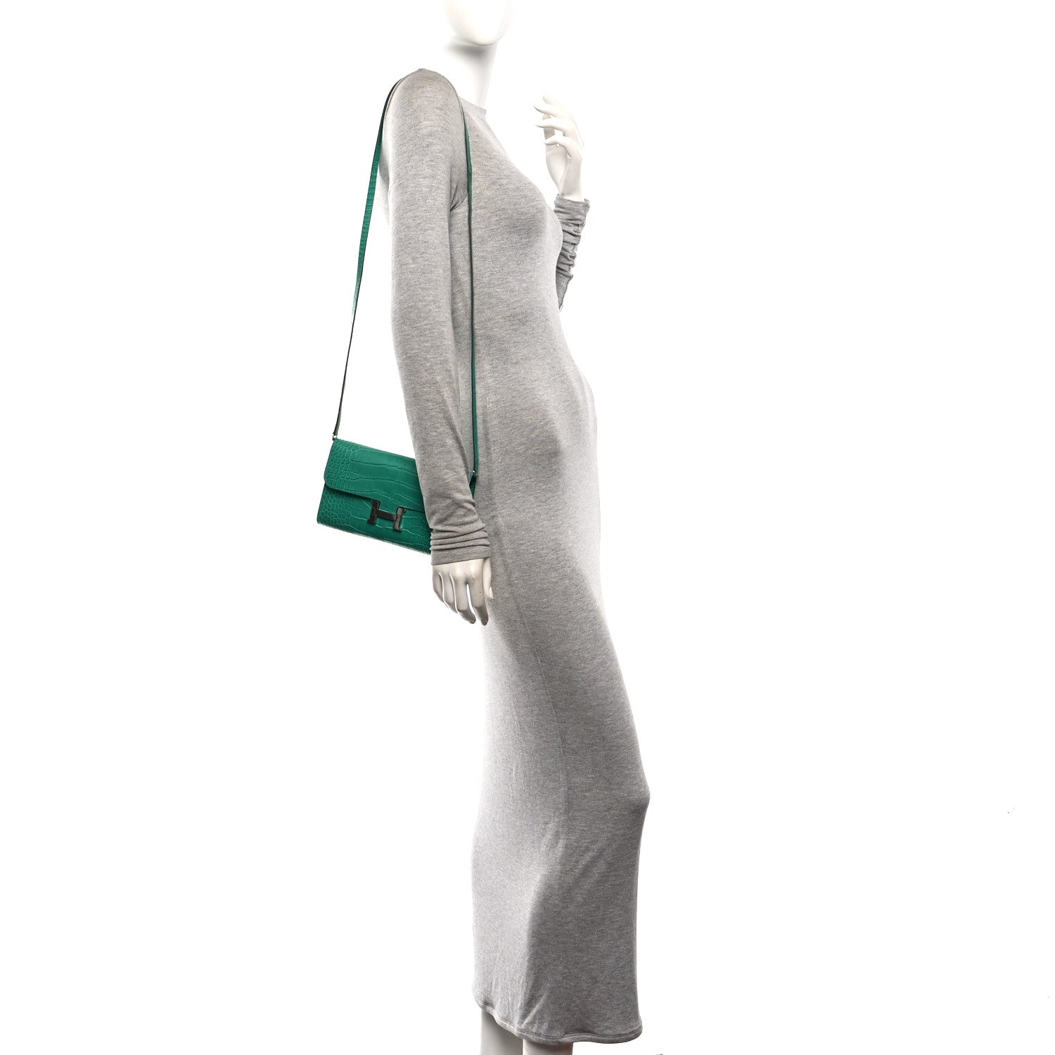 Matte Alligator Constance Long Wallet To Go Vert Jade