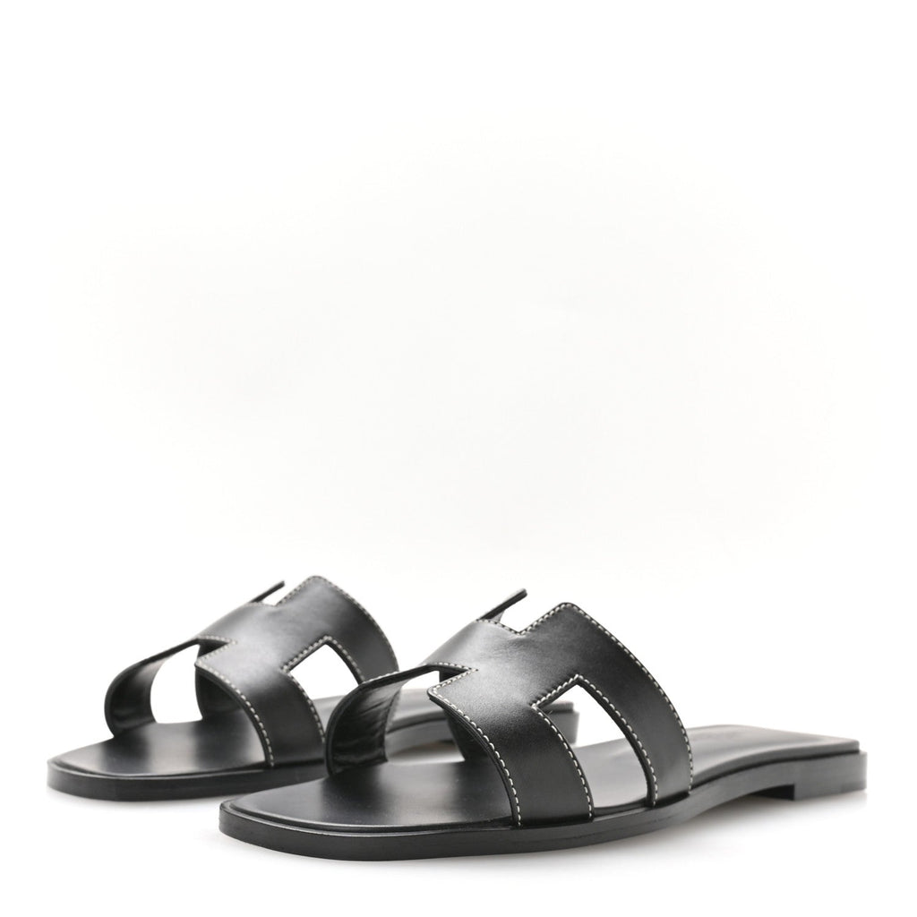 Box Calfskin Oran Sandals 36.5 Black