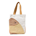H Canvas Embroidered Poisson Natte Beach Bag Camel Jaune