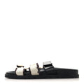 Techno Fringed H Canvas Caflskin Womens Chypre Sandals 39 Prunoir Black