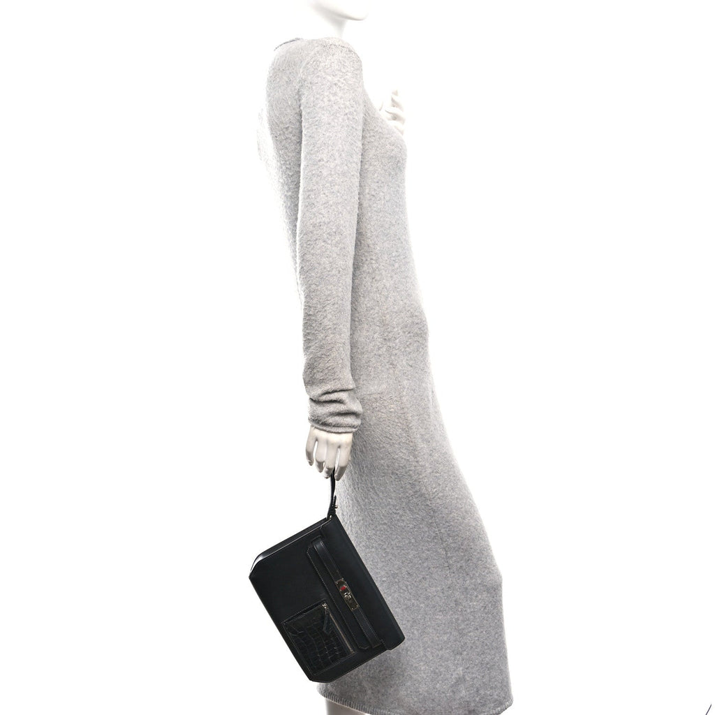 Swift Shiny Niloticus Crocodile Kelly Depeches 25 Pouch Black