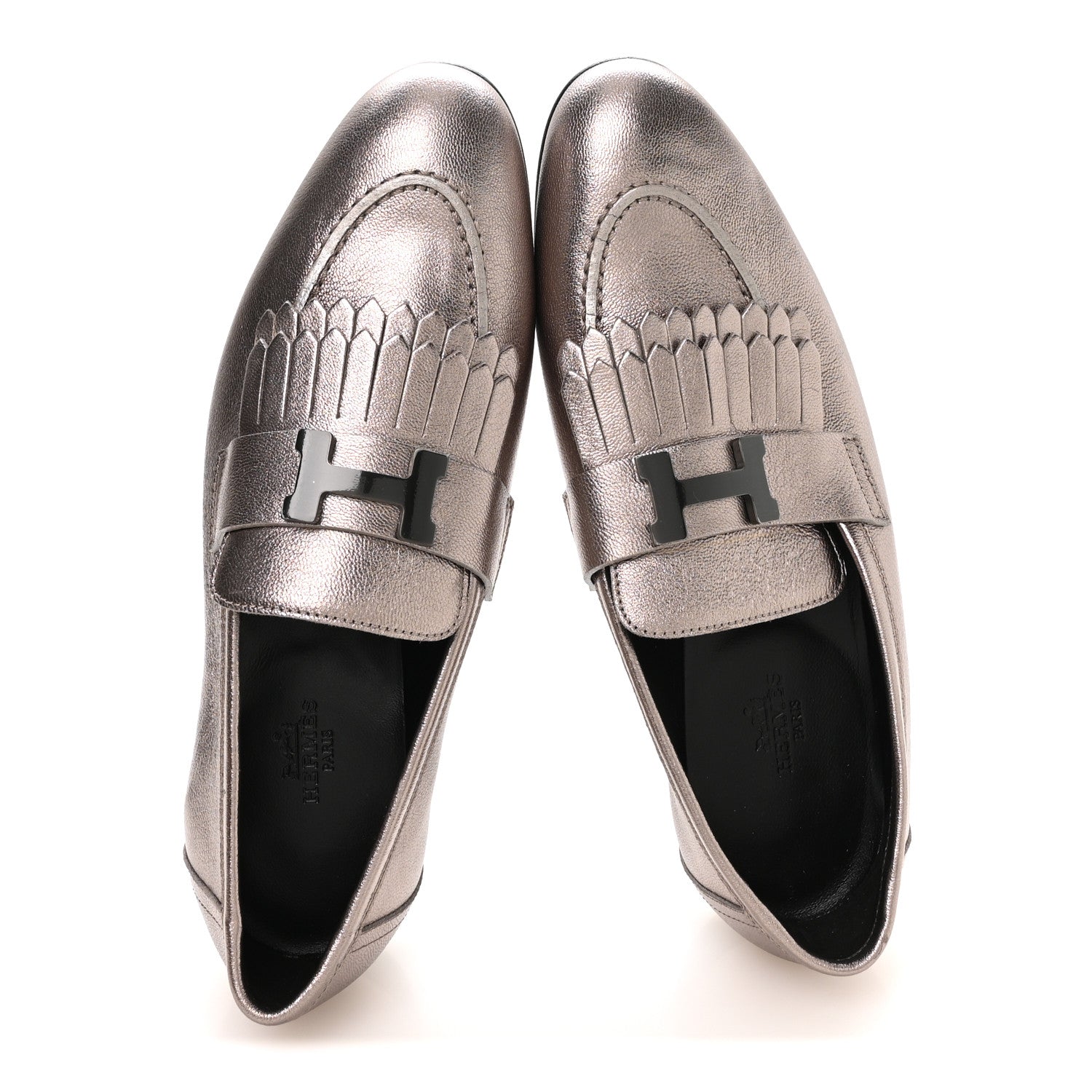 Metallic Goatskin Womens Royal Loafers 37.5 Champagne