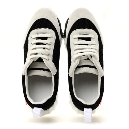 Air Mesh Suede Goatskin Bouncing Sneakers 37 Black Orange