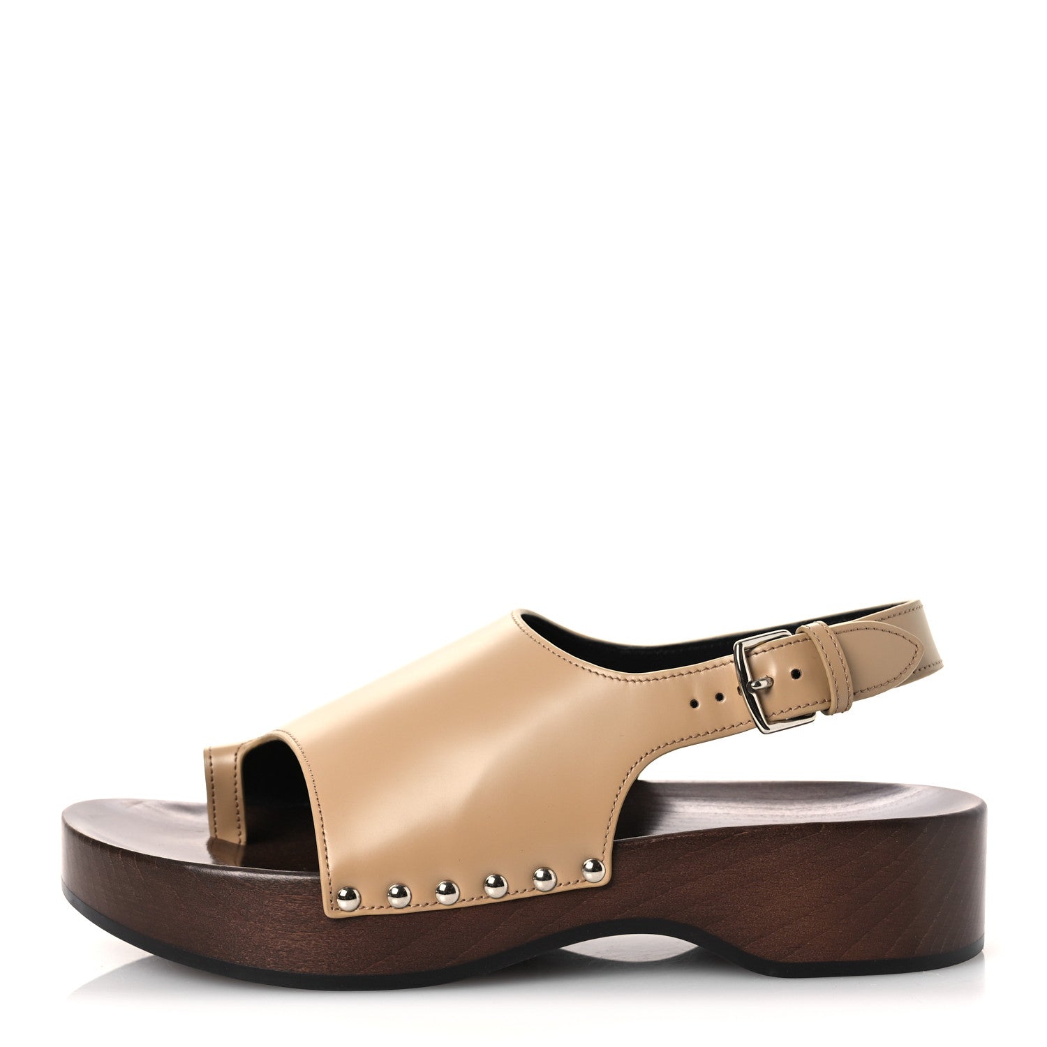 Glazed Calfskin Womens Klay Clog 40 Beige Naturel