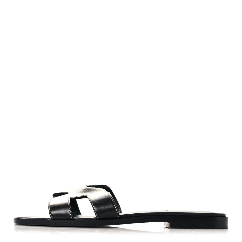 Box Calfskin Oran Sandals 37 Black