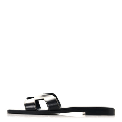Box Calfskin Oran Sandals 37 Black