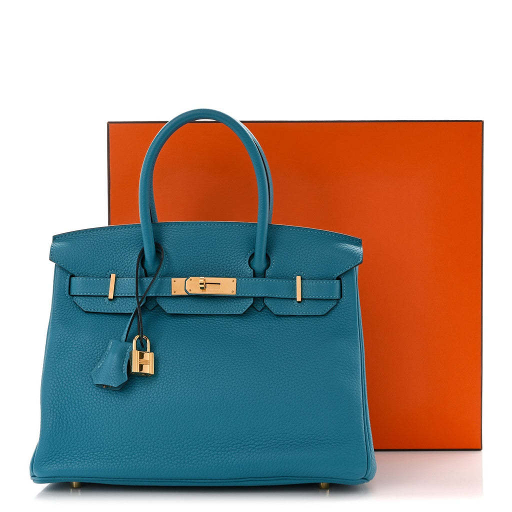 Taurillon Clemence Birkin 30 Turquoise