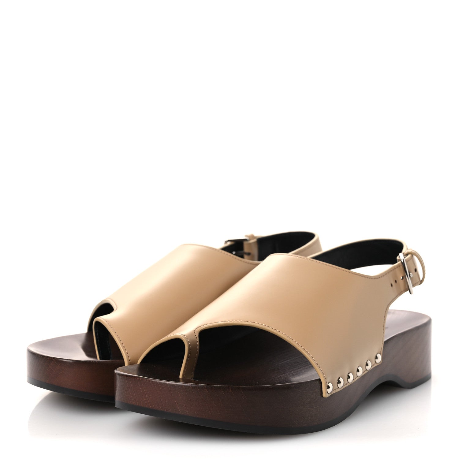 Glazed Calfskin Womens Klay Clog 40 Beige Naturel