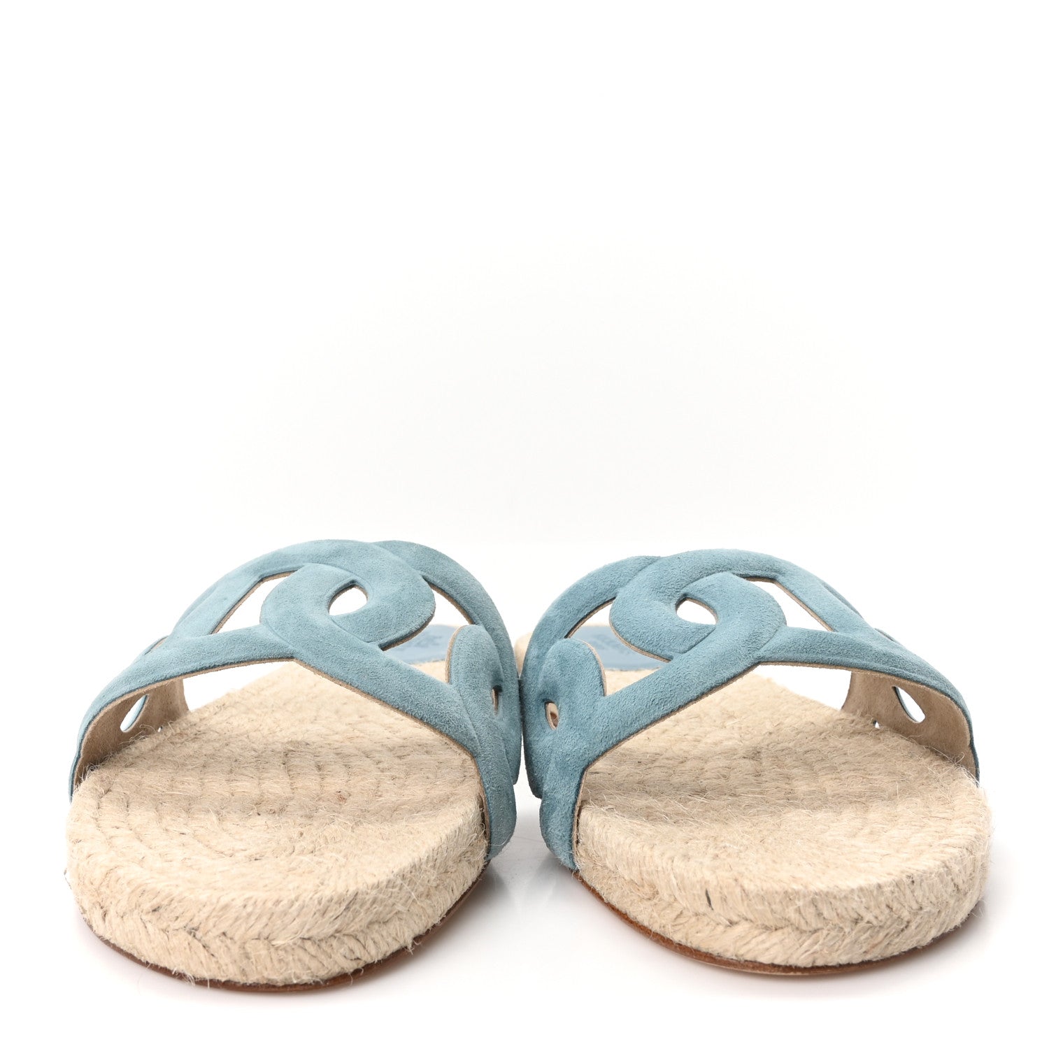 Suede Goatskin Famosa Espadrille Sandals 37 Bleu Citadin