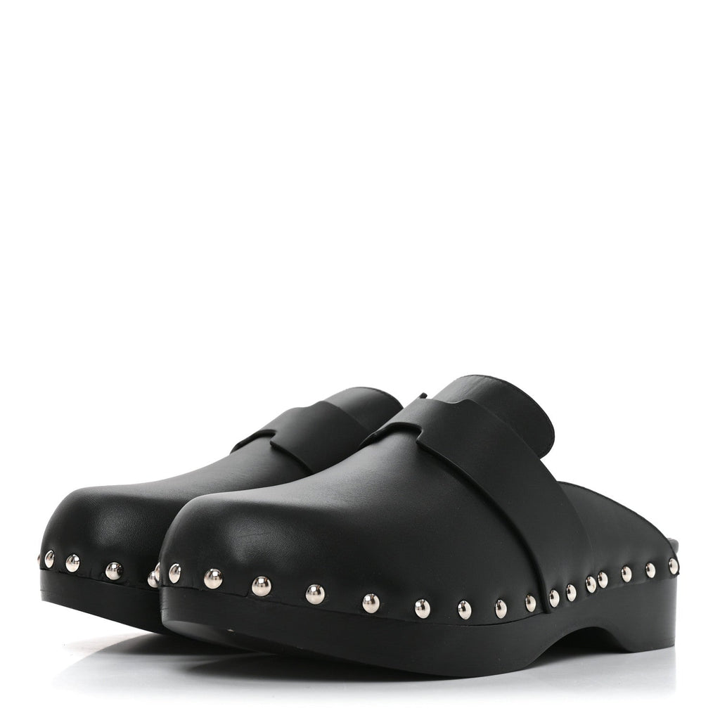 Calfskin Calya Mules 37 Black