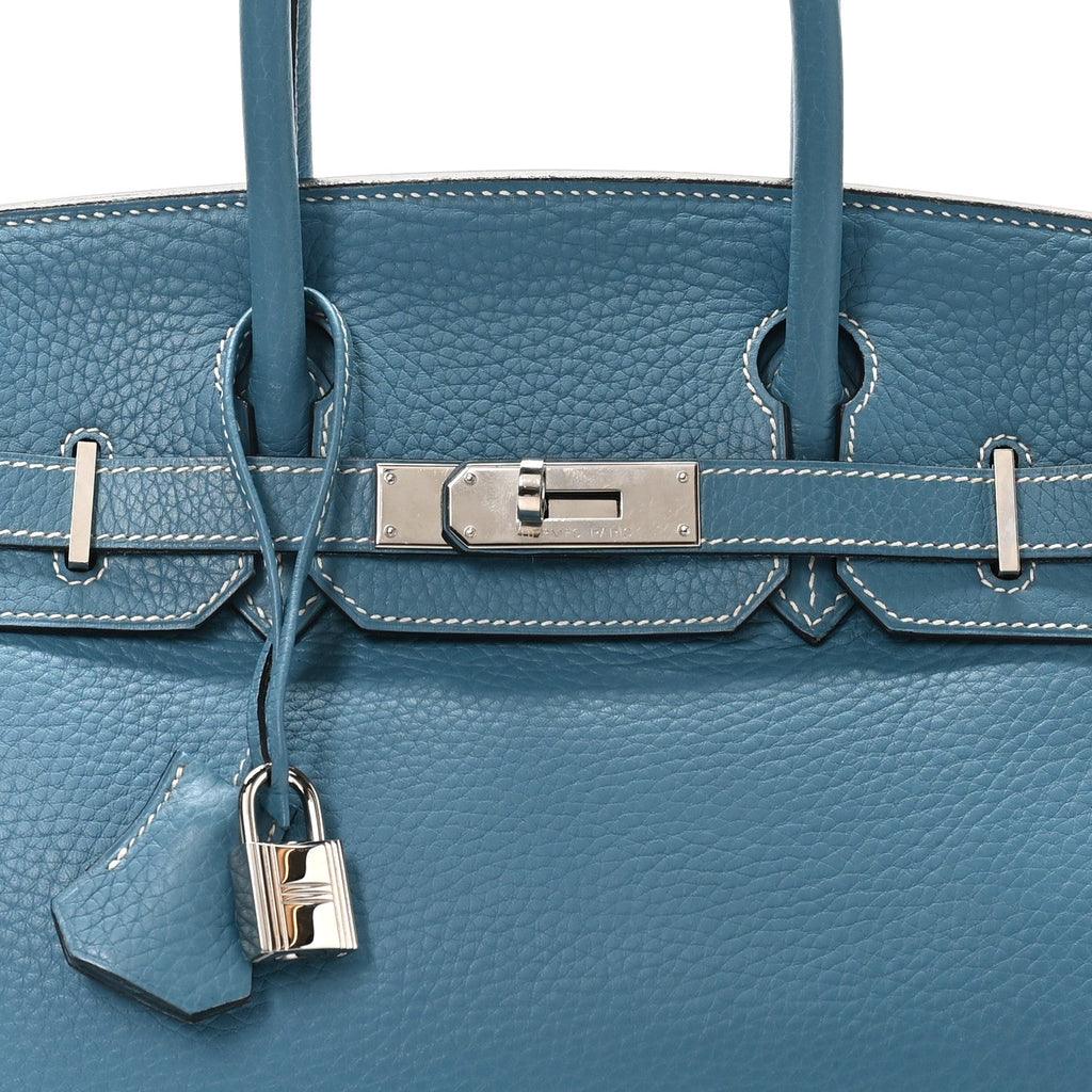 Taurillon Clemence Birkin 30 Blue Jean