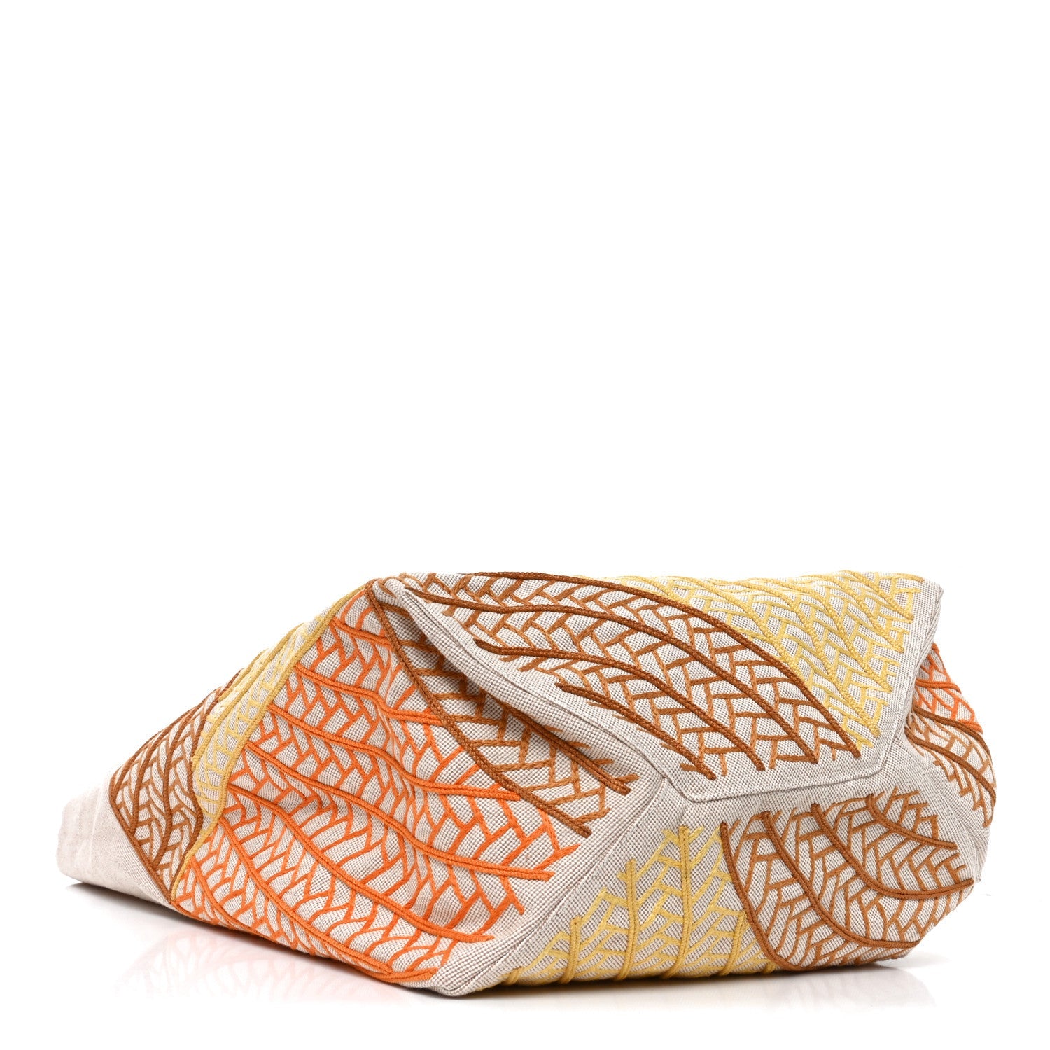 H Canvas Embroidered Poisson Natte Beach Bag Camel Jaune