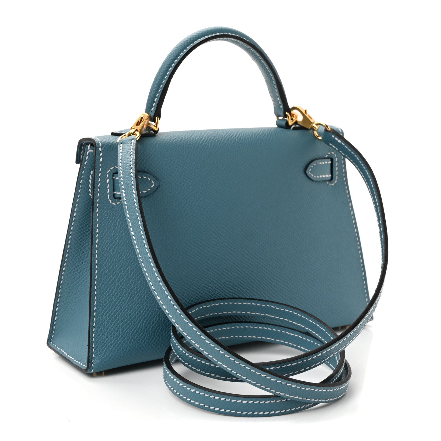 Epsom Mini Kelly Sellier 20 New Blue Jean