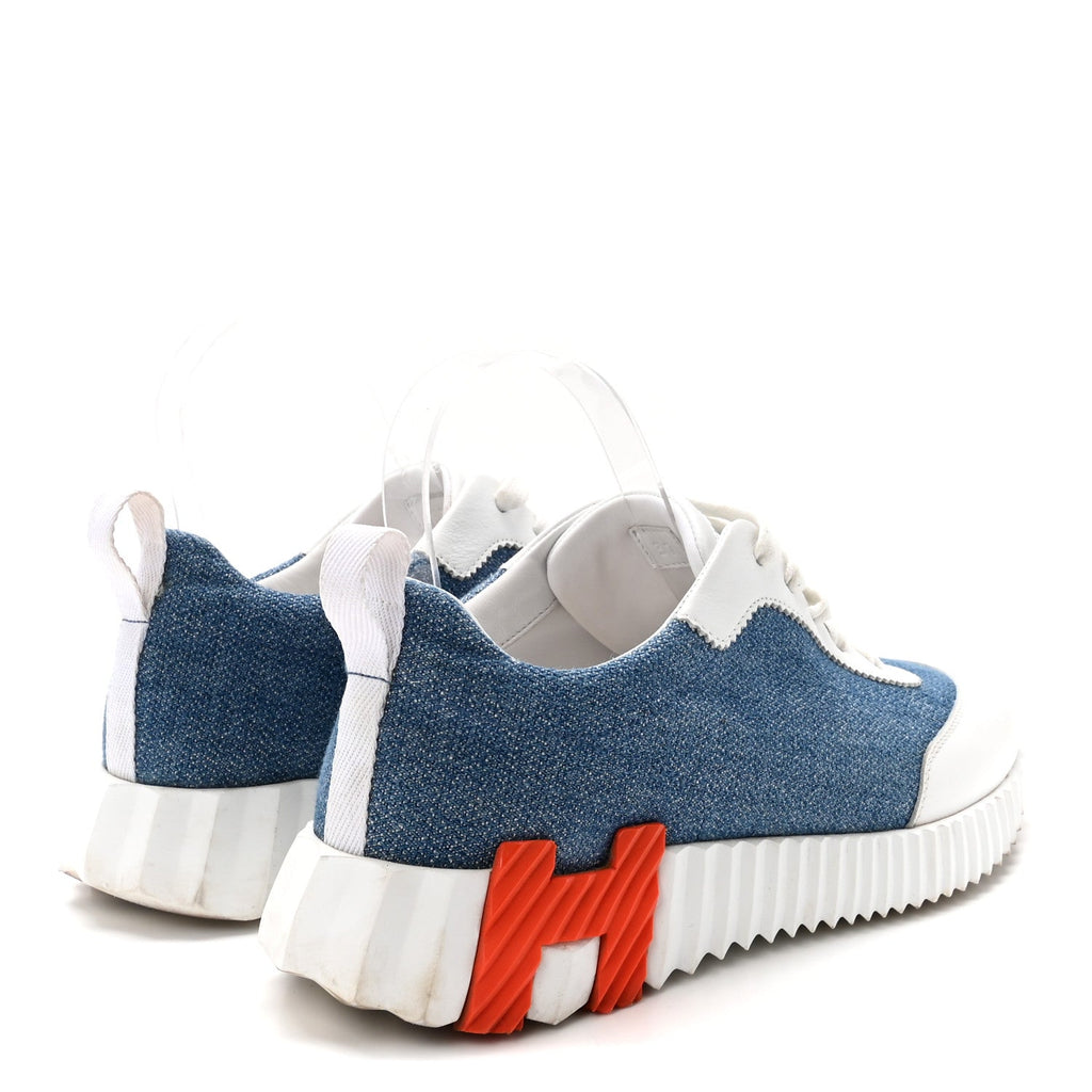 Denim Suede Goatskin Bouncing Sneakers 37 Bleu Clair White