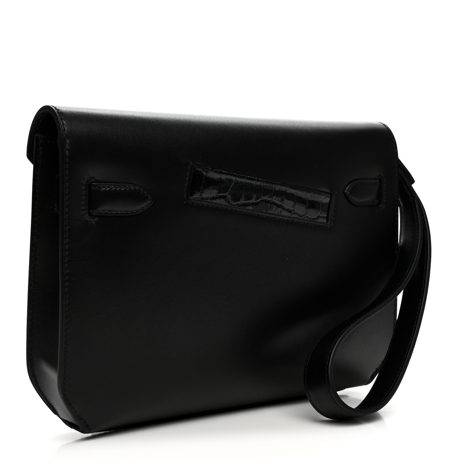 Swift Shiny Niloticus Crocodile Kelly Depeches 25 Pouch Black
