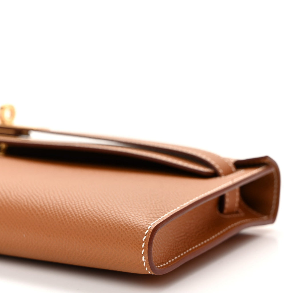 Epsom Kelly Cut Clutch Pochette Gold