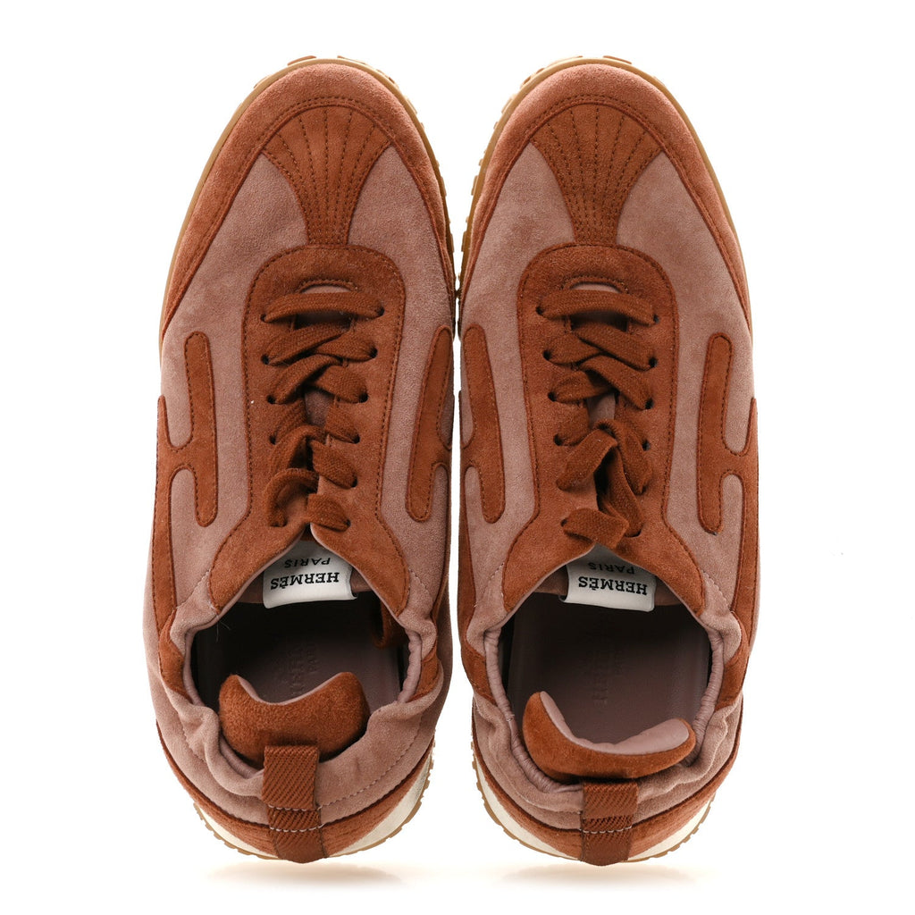 Suede Goatskin Jet Sneakers 38.5 Rose Antique Rouge Sepia