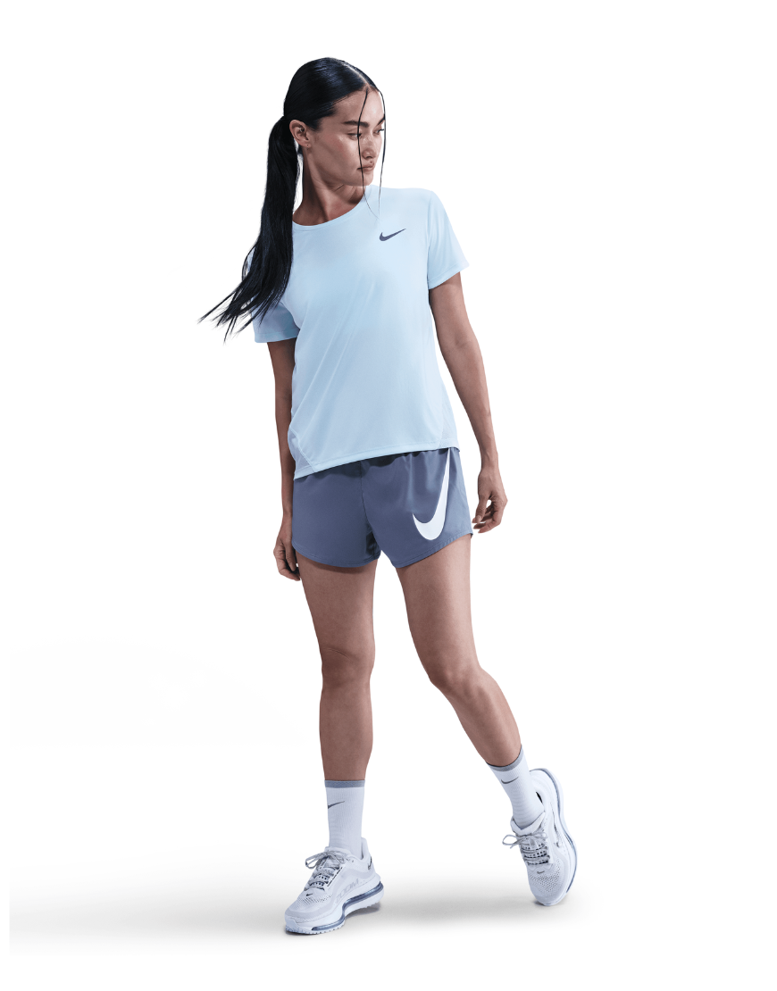 Women's Dri-FIT Mid-Rise Loose 3" Brief-Lined One Swoosh Running Shorts :World Indigo
