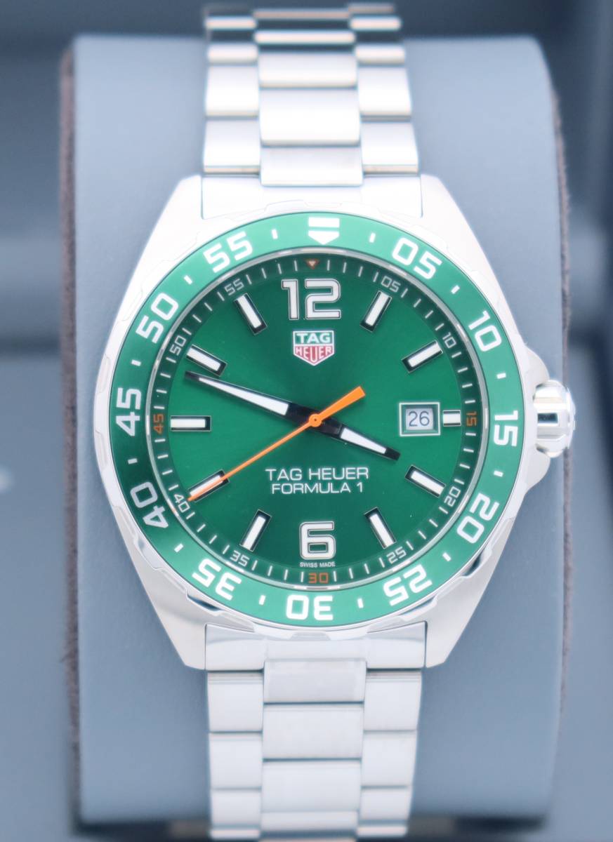Tag Heuer Formula 1 Limited Edition Green Dial Silver Steel Strap Watch for Men - WAZ1017.BA0842