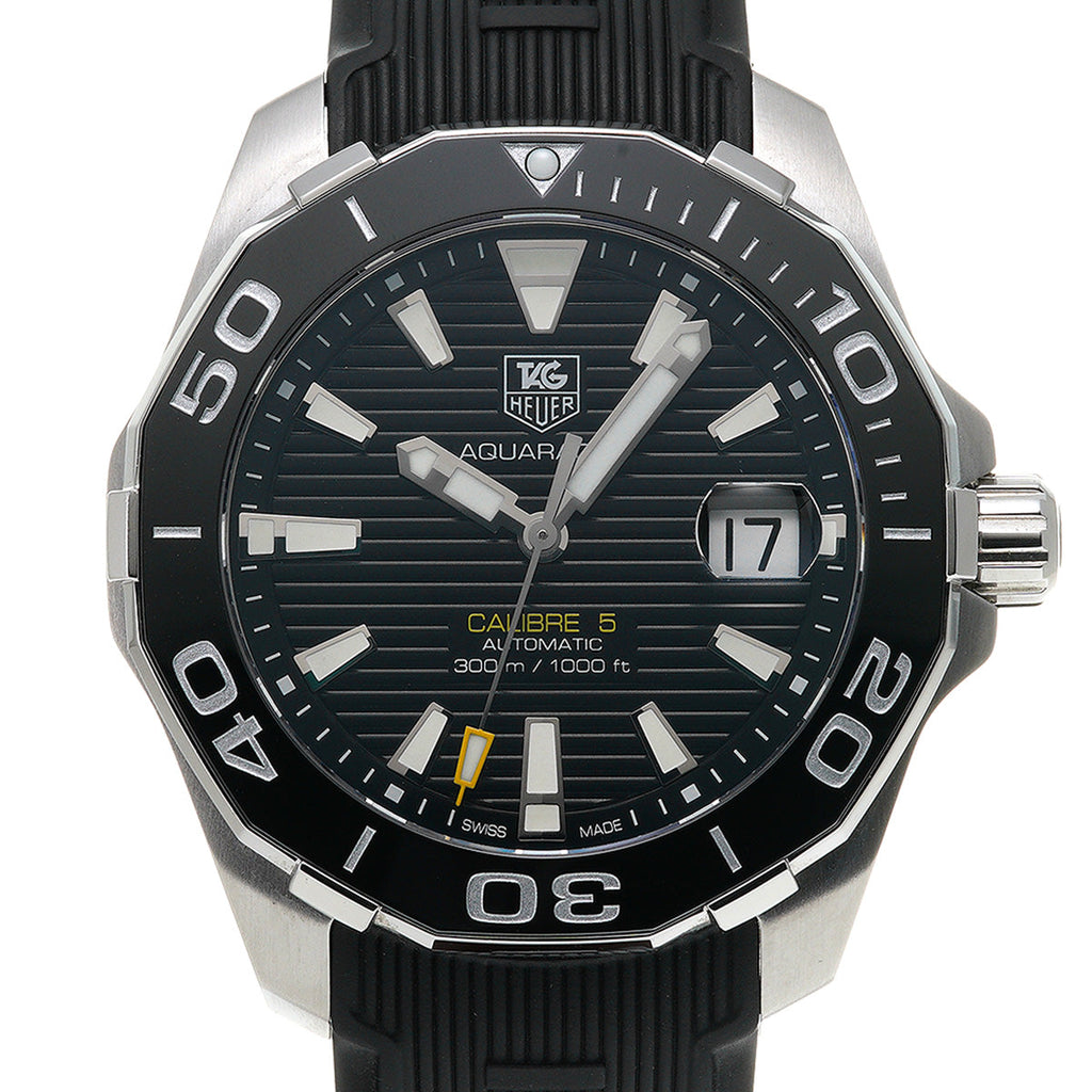 Tag Heuer Aquaracer Calibre 5 Automatic Black Dial Black Rubber Strap Watch for Men -  WAY211A.FT6151