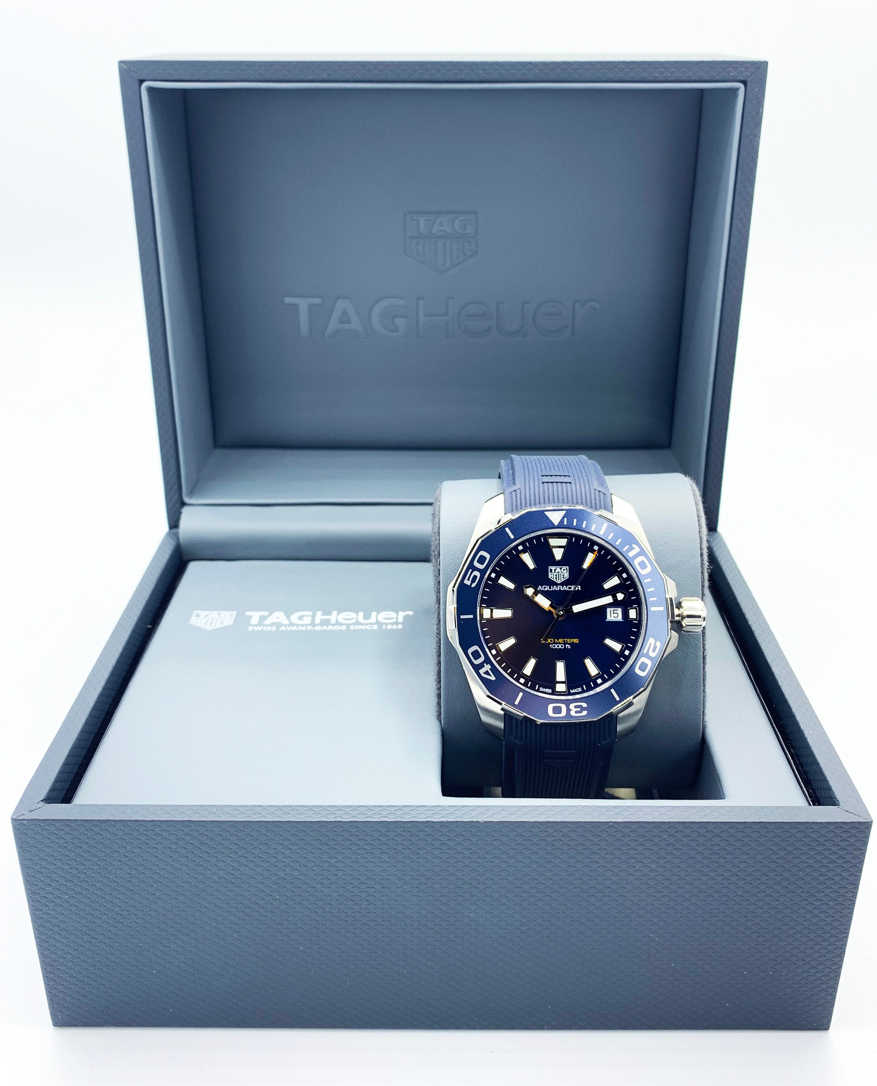 Tag Heuer Aquaracer Blue Dial Blue Rubber Strap Watch for Men - WAY111C.FT6155