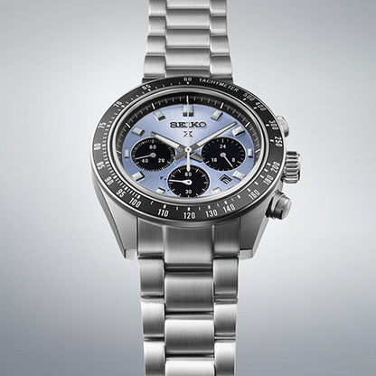 Seiko Prospex Speedtimer 41.4 Solar Chronograph Blue Dial Silver Steel Strap Watch for Men - SSC935