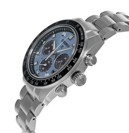 Seiko Prospex Speedtimer 41.4 Solar Chronograph Blue Dial Silver Steel Strap Watch for Men - SSC935