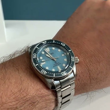 Seiko Prospex Glacier Save The Ocean Special Edition Automatic Blue Dial Silver Steel Strap Watch for Men - SPB299J1