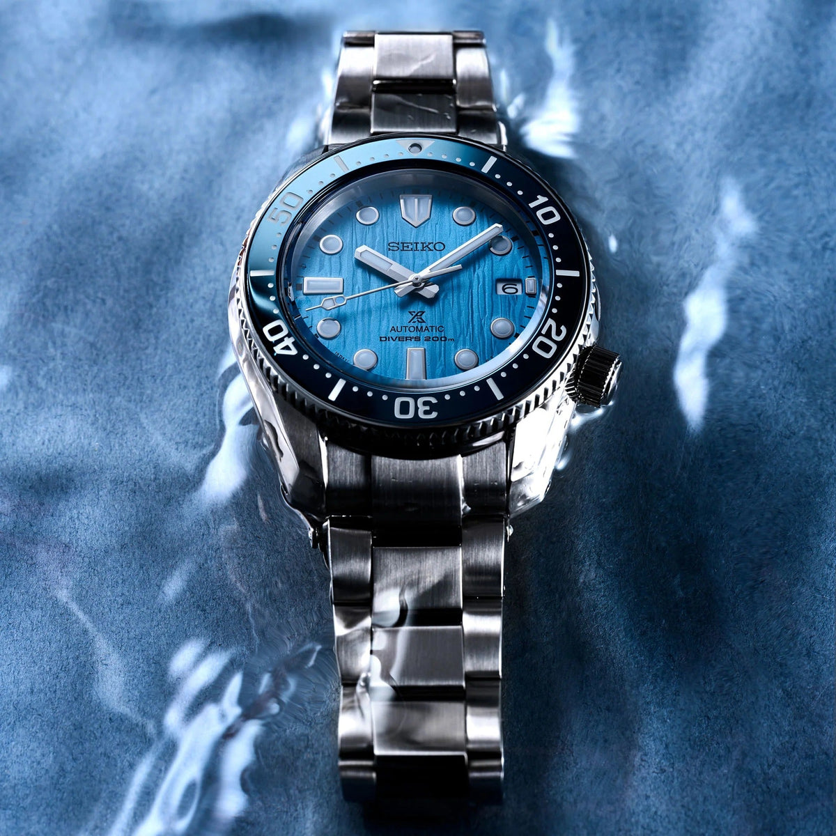 Seiko Prospex Glacier Save The Ocean Special Edition Automatic Blue Dial Silver Steel Strap Watch for Men - SPB299J1
