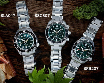 Seiko Prospex 140th Anniversary Limited Edition Automatic Scuba Divers Green Dial Silver Steel Strap Watch for Men - SPB207J1